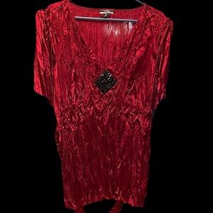 Red Satin Plus Size Blouse